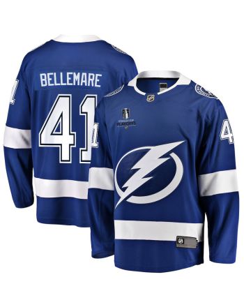 Pierre-Edouard Bellemare 41 Tampa Bay Lightning Stanley Cup 2023 Playoffs Patch Home Breakaway Men Jersey - Blue