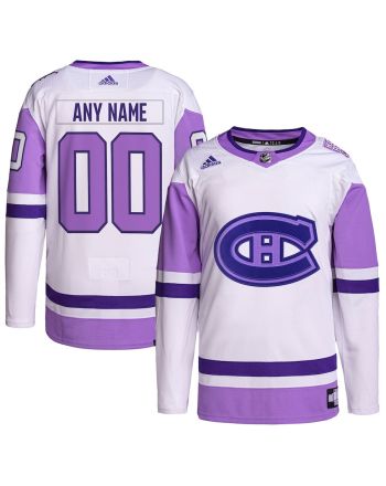 Montreal Canadiens Hockey Fights Cancer Primegreen Custom Men Jersey - White/Purple