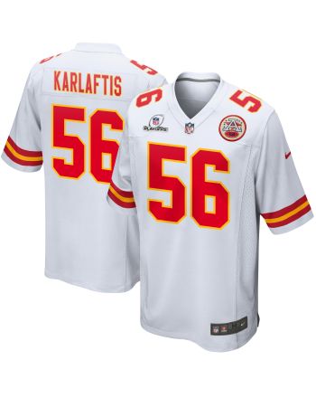 George Karlaftis 56 Kansas City Chiefs 2023 Playoffs Patch Game Men Jersey - White