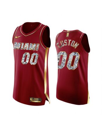 Custom Red 00 Miami Heat 2022 Playoffs Jersey Diamond Edition