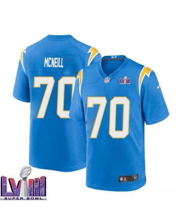 Marcus McNeill 70 Los Angeles Chargers Super Bowl LVIII Men Home Game Jersey - Powder Blue