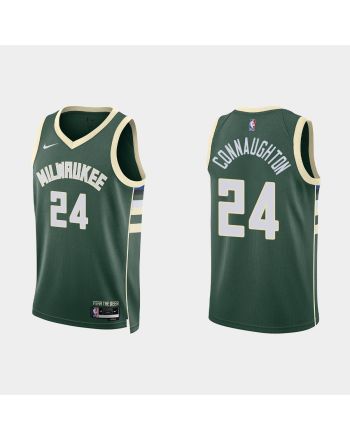 Milwaukee Bucks 24 Pat Connaughton 2022-23 Icon Edition Hunter Green Men Jersey