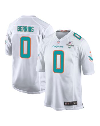 Braxton Berrios 0 Miami Dolphins 2023 Playoffs Patch Game Men Jersey - White