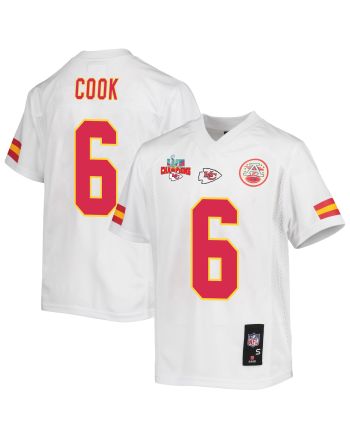 Bryan Cook 6 Kansas City Chiefs Super Bowl LVII Champions 3 Stars Youth Game Jersey - White