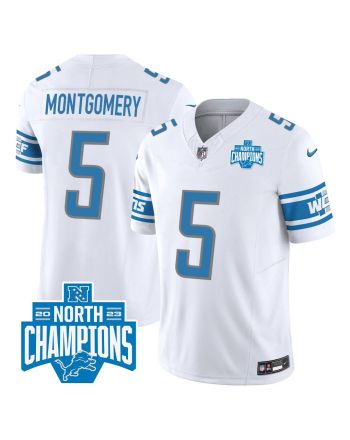 David Montgomery 5 Detroit Lions 2023 NFC North Division Champions Patch Game Men Jersey - White