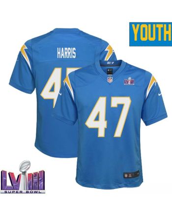 Josh Harris 47 Los Angeles Chargers Super Bowl LVIII YOUTH Home Game Jersey - Powder Blue