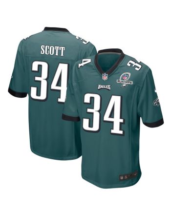 Josiah Scott 34 Philadelphia Eagles 2023 Playoffs Patch Game Men Jersey - Midnight Green