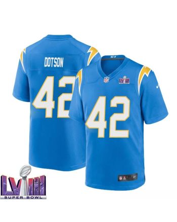 Elijah Dotson 42 Los Angeles Chargers Super Bowl LVIII Men Home Game Jersey - Powder Blue