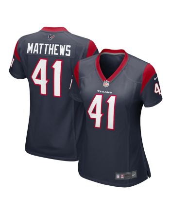 Jesse Matthews 41 Houston Texans Women Team Game Jersey - Navy