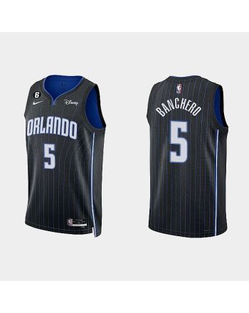 Orlando Magic 5 Paolo Banchero 2022-23 Icon Edition Black Men Jersey