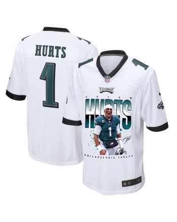 Jalen Hurts 1 Philadelphia Eagles Victory Men Game Jersey - White