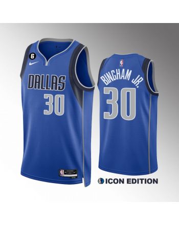 Dallas Mavericks Marcus Bingham Jr. 30 Royal Icon Edition Jersey 2022-23 Swingman