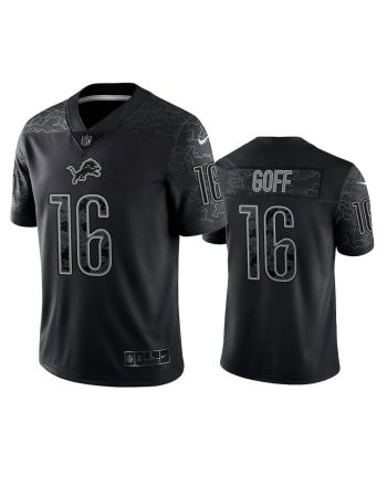 Jared Goff 16 Detroit Lions Black Reflective Limited Jersey - Men