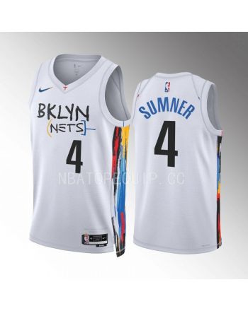 Brooklyn Nets Edmond Sumner 4 2022-23 City Edition White Jersey Swingman