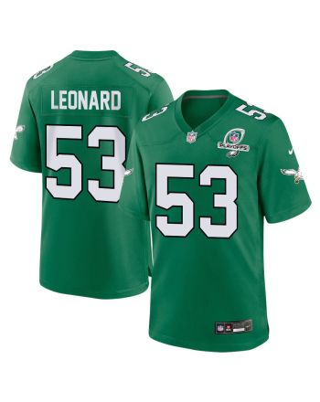 Shaquille Leonard 53 Philadelphia Eagles 2023 Playoffs Patch Alternate Game Men Jersey - Kelly Green