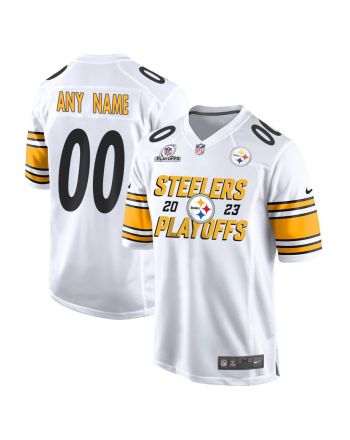 Pittsburgh Steelers 2023 Playoffs Iconic Game Men Custom Jersey - White