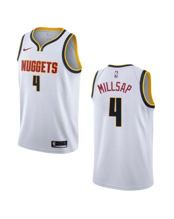 Men's Denver Nuggets 4 Paul Millsap Association Swingman Jersey - Wihte