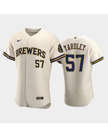 Milwaukee Brewers 57 Eric Yardley Home Team Cream Jersey Jersey