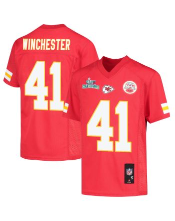 James Winchester 41 Kansas City Chiefs Super Bowl LVII Champions Youth Game Jersey - Red