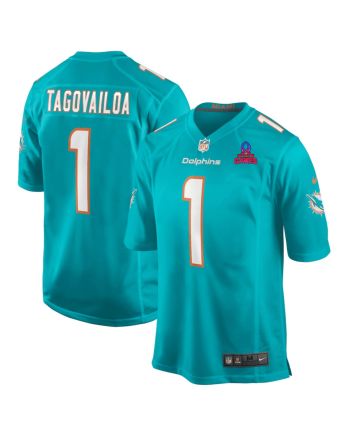 Tua Tagovailoa 1 Miami Dolphins 2024 Pro Bowl Patch Game Men Jersey - Aqua