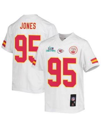 Chris Jones 95 Kansas City Chiefs Super Bowl LVII Champions Youth Game Jersey - White