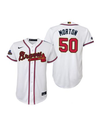 Youth Charlie Morton 50 Atlanta Braves White 2022-23 Gold Program Jersey