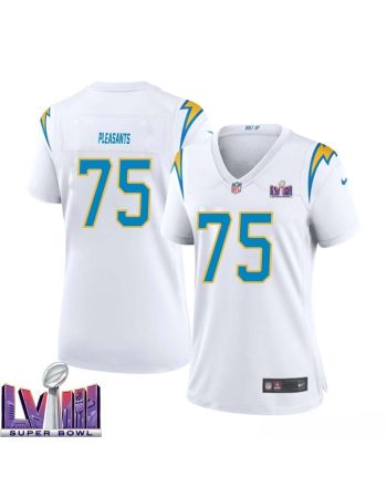 Austen Pleasants 75 Los Angeles Chargers Super Bowl LVIII Women Away Game Jersey - White