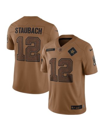 Roger Staubach 12 Dallas Cowboys 2023 Salute To Service Limited Jersey - Brown