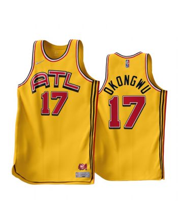 2022-23 Atlanta Hawks Onyeka Okongwu 17 Gold Earned Edition Men Jersey