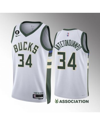 Milwaukee Bucks Giannis Antetokounmpo 34 White Association Edition Jersey 2022-23 Swingman