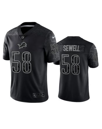 Penei Sewell 58 Detroit Lions Black Reflective Limited Jersey - Men