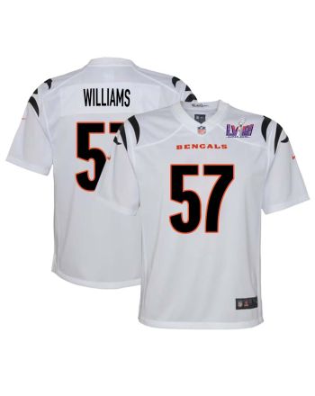 Reggie Williams 57 Cincinnati Bengals Super Bowl LVIII YOUTH Away Limited Jersey - White