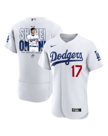 Shohei Ohtani 17 Los Angeles Dodgers Signed ShoTime 2023 Home ELITE Jersey - Men White Jersey