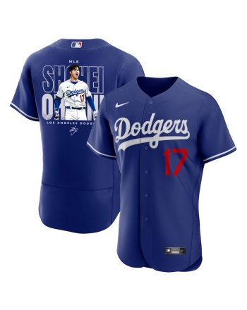 Shohei Ohtani 17 Los Angeles Dodgers Signed ShoTime 2023 Alternate ELITE Jersey - Men Royal Jersey