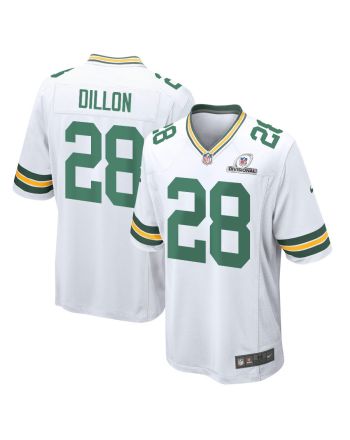 AJ Dillon 28 Green Bay Packers 2024 Divisional Patch Game Men Jersey - White