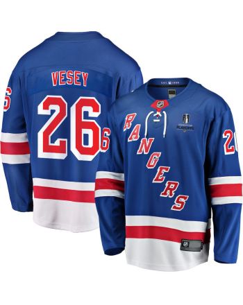 Jimmy Vesey 26 New York Rangers Stanley Cup 2023 Playoffs Patch Home Breakaway Men Jersey - Blue