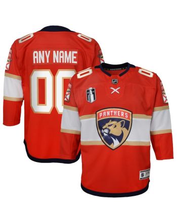 Custom 00 Florida Panthers Youth 2023 Stanley Cup Final Home Jersey - Red