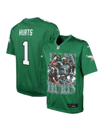 Jalen Hurts 1 Philadelphia Eagles Leadership Game YOUTH Jersey - Green