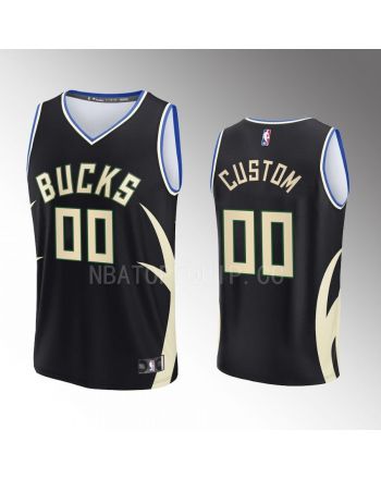 Milwaukee Bucks 00 Custom Statement Edition Men Jersey 2022-23 Fast Break Black