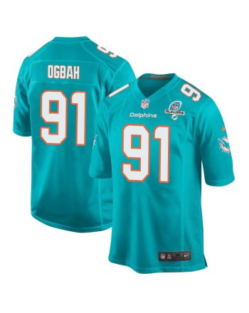 Emmanuel Ogbah 91 Miami Dolphins 2023 Playoffs Patch Game Men Jersey - Aqua