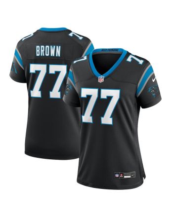 Deonte Brown 77 Carolina Panthers Women's Team Game Jersey - Black