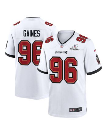 Greg Gaines 96 Tampa Bay Buccaneers 2024 Divisional Patch Game Men Jersey - White