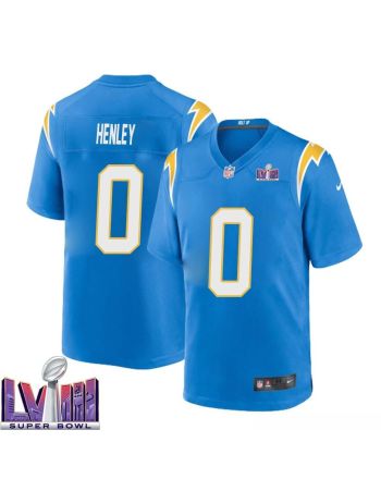 Daiyan Henley 0 Los Angeles Chargers Super Bowl LVIII Men Home Game Jersey - Powder Blue