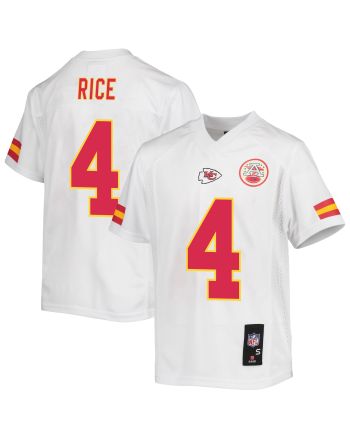 Rashee Rice 4 Kansas City Chiefs Game Jersey - Youth, White