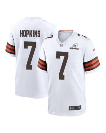 Dustin Hopkins 7 Cleveland Browns 2023 Playoffs Patch Game Men Jersey - White