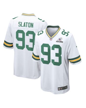 T.J. Slaton 93 Green Bay Packers 2023 Playoffs Patch Game Men Jersey - White