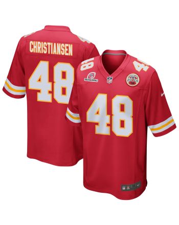 Cole Christiansen 48 Kansas City Chiefs 2024 Divisional Patch Game Men Jersey - Red