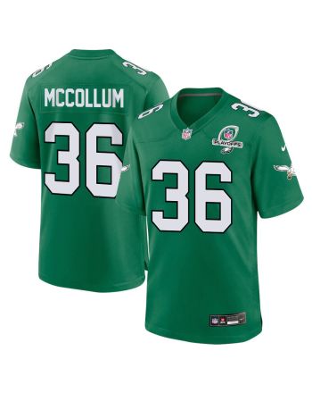 Tristin McCollum 36 Philadelphia Eagles 2023 Playoffs Patch Alternate Game Men Jersey - Kelly Green