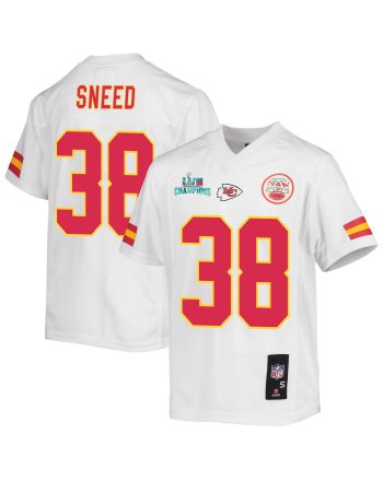 L'Jarius Sneed 38 Kansas City Chiefs Super Bowl LVII Champions Youth Game Jersey - White