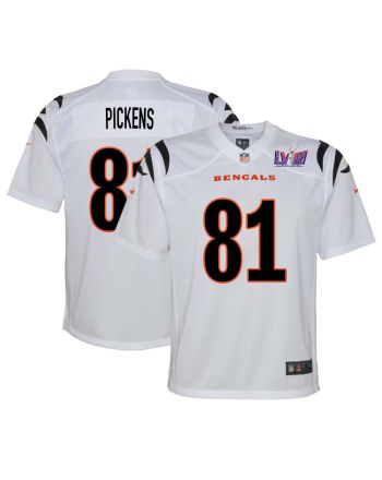 Carl Pickens 81 Cincinnati Bengals Super Bowl LVIII YOUTH Away Limited Jersey - White